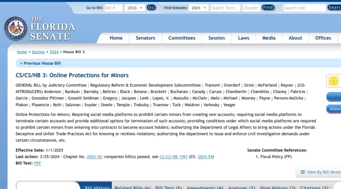 Florida Social Media Ban, Minors 14 and Under