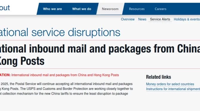 FALSE – POSTAL SERVICE to HALT MAIL FROM CHINA